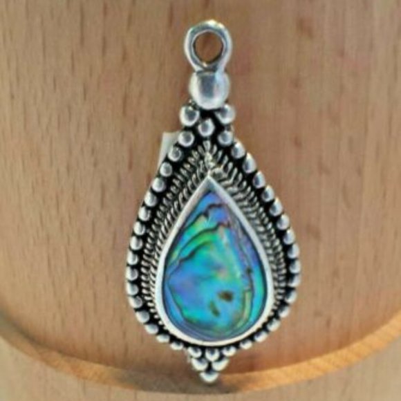925 sterling silver abalone Paua Shell Necklace VTG - Picture 5 of 7